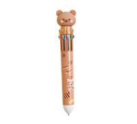 FEIFEI'S BOW Stylos à bille rétractables multicolores de 0,5 mm - 10 couleurs - Corps transparent - Pour fournitures de bureau et écoles d'enfants (ours marron)