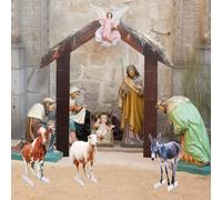Feifeiya Lot de 4 grandes décorations de Noël en carton pour crèche de Noël comprenant un mouton, une vache, un âne grandeur nature pour Noël, vacances, bible, école
