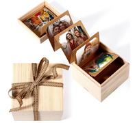 Feifeiya Mini boîte à photos en bois personnalisable avec image extractible - Cadeau pour films de 5 x 7,6 cm - Collection souvenirs de couple - Cadeau de Saint-Valentin, d'anniversaire de mariage