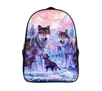 FEIGENBAOMU Adolescent mode sac à dos loup enfants enfants école sac à dos fille garçon sac d'école sac à dos étudiant (40x28x16cm) cool sac à dos