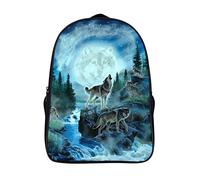 FEIGENBAOMU Mode cartable loup sacs à dos pour école sac à dos hommes femmes collège cadeaux appropriés (40x28x16cm) 3D cool cartable