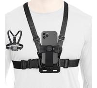 FEIGO Support de sangle de poitrine pour téléphone portable iPhone, Samsung, DJI, clip de téléphone portable, caméra d'action, support universel pour smartphone, réglable, support pour caméra POV pour