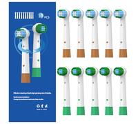 Feihead Lot de 10 têtes de brosse de rechange compatibles avec les brosses à dents électriques Oral-B Braun - Têtes de brosse de rechange compatibles avec Oral-B 7000/Pro 500/1000/1500/5000/3000/8000