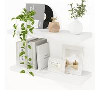 Feihorrm Étagère Murale Blanches, 60cm Étagère Flottante Bois 23.5cm de Large Petite Étagère Murale Bois pour Salon, Cuisine, Chambre, Salle, Lot de 2