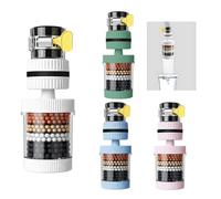 FEIHS 4 Pièces Robinet Rotatif à 360 Degrés Filtre, Filtre eau Robinet à Charbon Actif, Filtre Eau Robinets, Résistant aux éclaboussures, pour Robinets Ronds Dans Cuisines, Bains, Balcons (4 Couleurs)