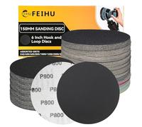 FEIHU Disques de Ponçage 150 mm 30 Pièces Grain P800 Disques Abrasifs 150 mm Ronds Papier Abrasif convient pour le meulage du bois et le polissage des métaux