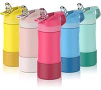 FEIJIAN Gourde Isotherme Enfant avec paille - 350ML/400ML Bouteille Isotherme Enfant - Sans BPA Tritan, Anti-fuite reutilisable pour l'école, Les Sports et la Maternelle