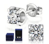 FEIKFEIZ Boucles d'oreilles en moissanite pour femmes, 1 carat, diamants cultivés en laboratoire, en argent sterling 925 plaqué or blanc 18K, clous d'oreilles en argent, cadeau Moissanite, encore plus