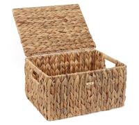 FEILANDUO - Paniers en osier avec couvercle, panier de rangement en jonc de mer, boîte rectangulaire pour organisateur de bureau à domicile (naturel, grand)