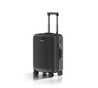 feilario Valise rigide à ouverture frontale avec compartiment pour ordinateur portable, serrure TSA, porte-gobelet, crochet latéral et roues de freinage, Noir technique (fermeture éclair), 20in