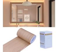 FEILAYS Frise de papier peint en grain de bois - Amovible et imperméable - À décoller et à coller - Pour miroir de salle de bain - Chêne naturel - 15 cm x 10 m