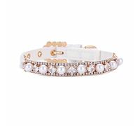 feiling Collier pour Petit Chien avec Perles et Strass - Réglable - pour Chihuahua, Bichon, Frise et poméranine (S: 20.5-25cm, Blanc B)