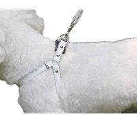 Feiling Harnais Chien Petit Taille Réglable en Cuir Souple pour Chats et Chiots avec Laisse 1.3m (Blanc)