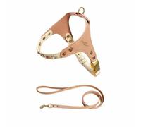 feiling Harnais en cuir synthétique pour petits chiens et chats - Avec laisse de 1,2 m - Harnais réglable - Rose - Taille S
