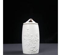FEILIV Urne Pot Cendres Funéraires Noir Blanc Crémation Porte-Cendres Animaux Compagnie Céramique Souvenir Cendres Urnes Cercueil Urne pour Animaux(5)