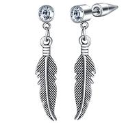 feilok Anneau cartilagineux en acier inoxydable barbillon bouchon d'oreille perforé boucle d'oreille pour hommes plumes à deux têtes