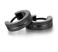 Feilok Boucles d'oreilles créoles sablées en acier inoxydable mat pour homme et femme, 9 mm, Émail, Pas de pierre précieuse