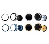 Feilok - Boucles d'oreilles pour femme en acier inoxydable - Clous d'oreilles pour homme - Stecker en acier inoxydable - Boucles d'oreilles pour homme - Clous d'oreilles - Noir - Argent - Blanc