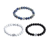 Feilok Bracelet bouddha pour partenaires - Pierres naturelles - Bracelet chakra - Bracelet élastique - Bracelet d'amitié - Pour homme et femme, 19 cm, Pierre Métal