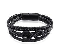Feilok Bracelet d'amitié en cuir tressé - Pour homme et femme - Fait main - Fermeture magnétique en acier inoxydable, Cuir Métal