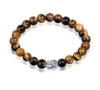 Feilok Bracelet de montre Bouddha d'amitié pour partenaire, bracelet en pierres naturelles véritables (bijoux spirituels) avec perle de bouddhisme noble, blanc, 21 cm, Pierre Métal