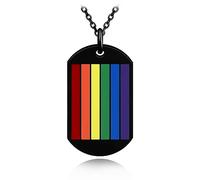 feilok LGBT Arc - en - Ciel Chien Pendentif Collier Hommes Femmes chaîne en Acier Inoxydable Noir