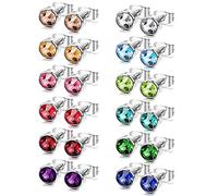 Feilok Lot de 12 paires de petites boucles d'oreilles rondes en acier inoxydable avec zircones 6 mm pour homme et femme
