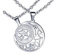 Feilok Paire de colliers amoureux en acier inoxydable en forme de lune et de soleil avec inscription « I Love You », Acier inoxydable