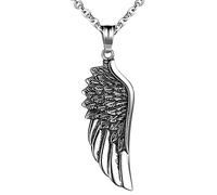 Feilok Pendentif tendance en acier inoxydable - Plume d'ange - Collier pour homme, Acier inoxydable, Pas de gemme
