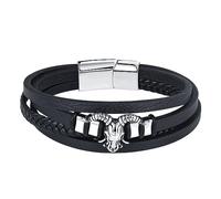 Feilok Punk Goat Head hommes bracelet en cuir magnétique en acier inoxydable noir