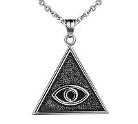 feilok Yeux Pendentif en acier inoxydable sur le panneau triangulaires Collier Pyramides de l'Égypte Collier Pendentif pour Homme