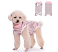 FEimaX Combinaison de Récupération pour Chiens Chats Après Chirurgie, Body Chien Post Operatoire Femelle Male, Maillot de Récupération pour Chien de Petite Moyenne Taille (Rose-Gris, XL)