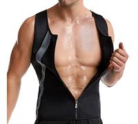 FEimaX Gilet de Sudation Homme Sauna Néoprène Compression Thermique Débardeur Minceur Fitness avec Fermeture Éclair T-shirt Sport Body Shaper