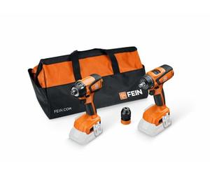 FEIN Combo d’avantages sans fil.Visseuse-boulonneuse à choc ASCD 18-200 W4 & perceuse-visseuse ASCM 18 QSW. Compatible avec les batteries 18 V Bosch Professional depuis 2008 et AMPShare.Sac en nylon