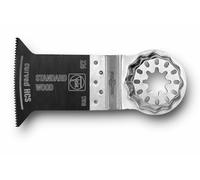 FEIN Lame de scie standard E-Cut curved, 1 Pce, 35x55 mm, Porte-outil Starlock, Denture alternée. Forme étroite, taillée pour une vitesse de coupe optimale et une bonne évacuation des copeaux.