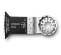 FEIN Lame de scie standard E-Cut curved, 3 Pce, 35x55 mm, Porte-outil Starlock, Denture alternée. Forme étroite, taillée pour une vitesse de coupe optimale et une bonne évacuation des copeaux.