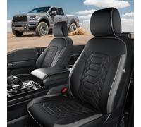 FEINEPRO F150 Housses de siège avant noires et grises - Protections de sièges de camionnette pour Ford F150 SuperCrew 2015-2025 et F250/f350/f450 2017-2025 à cabine double super résistante, similicuir