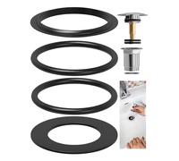 FEINER® Lot de 4 joints de rechange d'origine pour bonde d'évier avec et sans trop-plein, 2 joints toriques pour bouchon, 1 joint supérieur, 1 joint de raccordement pour siphon