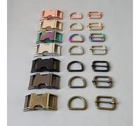 FEINIAO 1 Ensemble 15mm 20mm 25mm Pince pour Collier de Chien de Compagnie Paracord Fermoir en métal Ceinture D Anneau Mousqueton ajusteur Harnais Sangles Boucle matériel