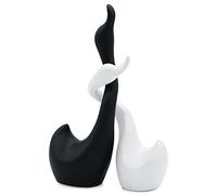 FeinKnick Couple de Cygne en céramique Noir et Blanc - 23 cm de Haut | Sculpture composée de Deux cygnes - Figurine décorative - Cygne comme Porte-Bonheur et Harmonie