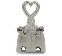 FeinKnick Couple d'éléphants - Figurine décorative d’éléphant en céramique | Statuette décorative comme Symbole d'amour et d'affection - Décoration Moderne en Argent
