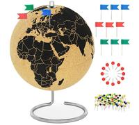 FeinKnick globe en liège, 25 cm de hauteur, avec 54 épingles - rotatif en liège - globe terrestre, pour les pigeons voyageurs