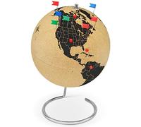 FeinKnick Grand Globe en liège, 33 cm de Hauteur, avec 54 épingles - Globe Rotatif en liège - Globe terrestre, pour Les Pigeons Voyageurs