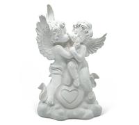 FeinKnick Sculpture Ange comme décoration - Couple d'ange avec Un cœur | Figurine décorative - 25 cm de Haut en marbre-résine Blanc