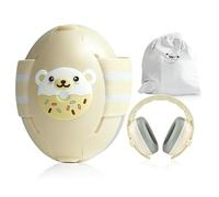 FeinKulturia Baby Earmuffs Protection auditive 2 en 1 pour bébé 25 dB Testé en Irlande avec bandeau antidérapant réglable de 60 cm et sac pour 0 à 48 mois Protection contre le bruit pour avion et