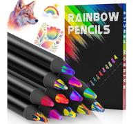 FeinKulturia Lot de 12 crayons de couleur arc-en-ciel Jumbo multicolores pour fille - Cadeau pour enfants et adultes - Cadeau pour le dessin - Fournitures artistiques - Kit de bricolage - Petit cadeau