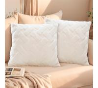 FeinKulturia Lot de 2 housses de coussin 40x40 cm, Housses décoratives douces et moelleuses, Housses de coussin en peluche de luxe pour canapé, chambre à coucher et salon, Coussin d’accolade décoratif