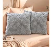 FeinKulturia Lot de 2 housses de coussin 40x40 cm, Housses décoratives douces et moelleuses, Housses de coussin en peluche de luxe pour canapé, chambre à coucher et salon, Coussin d’accolade décoratif
