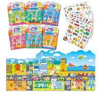 FeinKulturia Lot de 6 livres d'autocollants réutilisables 3D Jelly pour enfants de 2 à 8 ans, cadeau de Noël, d'anniversaire et de fête pour garçons et filles