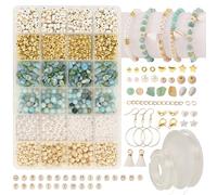 FeinKulturia Lot de perles naturelles en amazonite pour la fabrication de bijoux, bracelets, boucles d'oreilles et colliers avec pendentif - Kit de bricolage pour enfants et adultes, incluant des